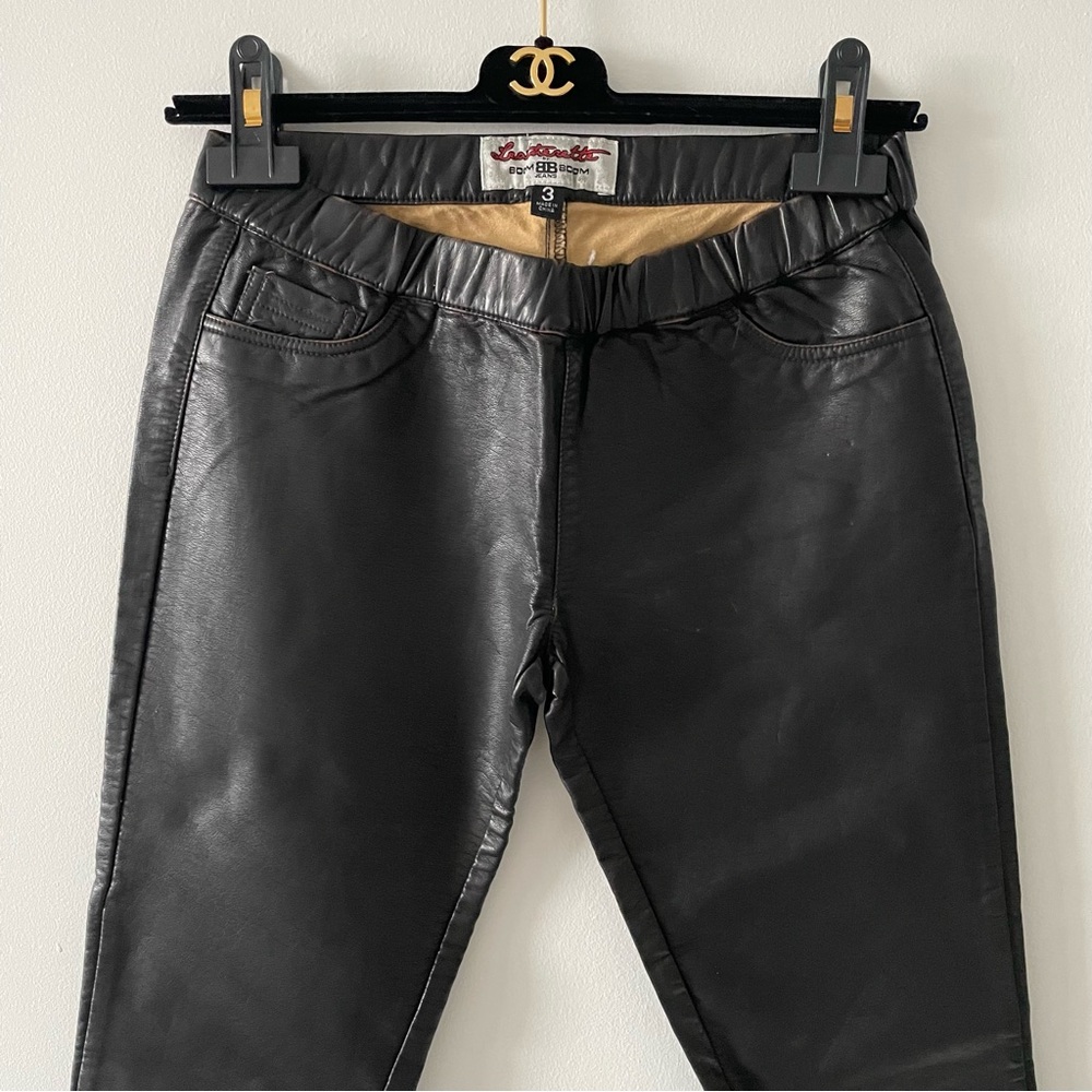 Leatherette by Boom Boom Jeans faux leather pants leggings size 3 2 back pockets